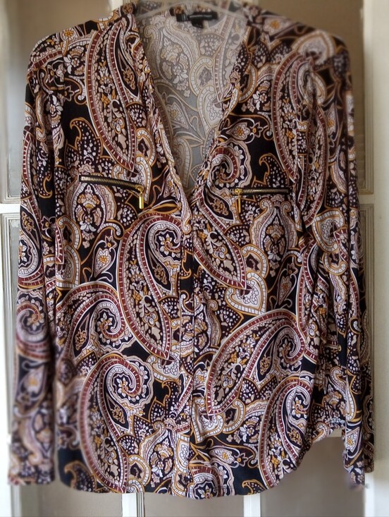 INC International Concepts Tops - INC International Concepts Paisley Print Blouse in Brown & Cream